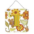 Jensendistributionservices Letter T Floral Mustard And Green Wall and Door Hanging Prints MI1718255